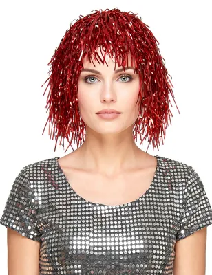 Productafbeelding van Disco pruik, rood - One size