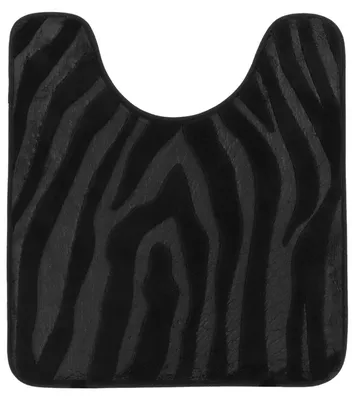 Produktbild von TENDANCE Toilettenvorleger WC-Teppich WC-Vorleger mit Ausschnitt 45 x 50 cm schwarz Badematte Zebramuster