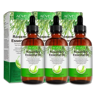 Image de Huile essentielle de romarin Croissance des cheveux Soin des cheveux Soin de la peau Vegan, Set 3x 120ml