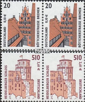 Produktbild von Briefmarken BRD (BR.Deutschland) 2001 Mi 2224wP-2225wP waagerechte Paare (kompl.Ausg.) gestempelt Sehenswürdigkeiten
