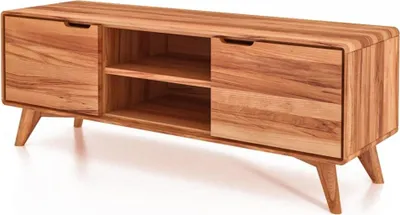Produktbild von TV-Board Gerg aus Kernbuche massiv 134x40x48 mit 2 Türen und 2 offenen Fächern