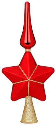 Produktbild von Christbaumspitze Stern mit Glitzer aus Glas 29cm 1 Stück Rot Gold