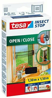 Fliegengitter TESA Fensterrollo Schwarz 1,3 m x 1,5 m