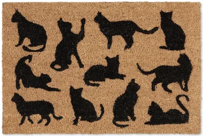 Produktbild von relaxdays Fußmatte Kokos mit schwarzen Katzen