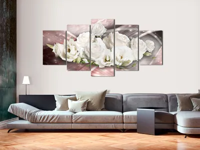 Image de Tableau acoustique Fleurs abstraites 200 x 100 cm Tableaux Mousse acoustique Absorbeur acoustique haute performance Isolation acoustique Toile 5 pièces Tableau mural Acoustique intérieure Isolation acoustique b-C-0127-b-p