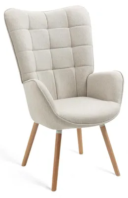 Lehnstuhl mit Stoffbezug, gepolsterten Armlehnen, beige, 66x53x106 cm