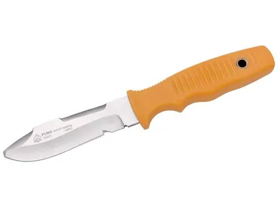 Produktbild von Puma TEC Tauchermesser wave boating, Teilsägezahnung,, rostfreier Stahl 1.4110, Gummigriff, Kunststoffscheide