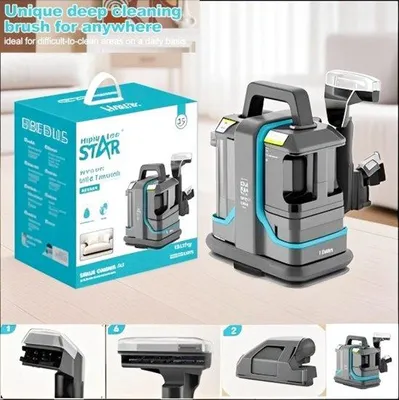 Imagen del producto de Aspiradora de alfombras portátil - 450W - Potente succión - Sin bolsa - Ideal para alfombras y sofás