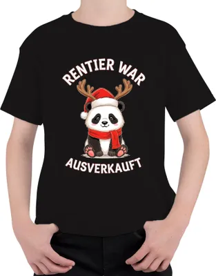 Produktbild von Rentier war t Panda Weihnachten lustig Geschenk Kinder Uni Kinder T-Shirt, Schwarz, 116