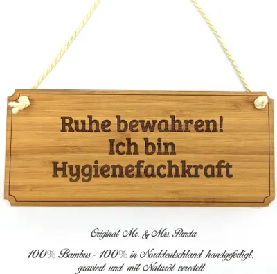 Produktbild von Mr. & Mrs. Panda Infotafel Hygienefachkraft - Geschenk, Gratulation, Graviert, Shabby, Landhaus, Wegweiser, Türschild, Hinweisschild, Reklameschild, Holzschild, Schild