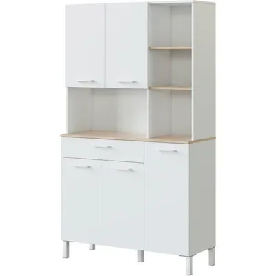 Produktbild von Habitdesign, großer Küchenhochschrank mit Mikrowellenfach, 5 Türen und 1 Schubla