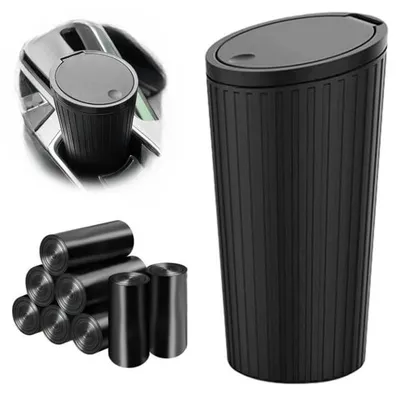 Immagine prodotto di Contenitore per rifiuti con coperchio, impermeabile e anti-odore, 8 sacchi per rifiuti, colore nero