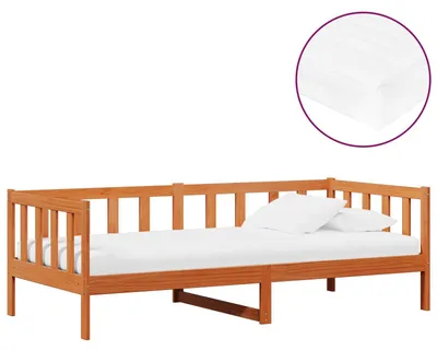 Image de Maison Exclusive - Lit de jour avec matelas brun ciré et blanc 90 x 200 cm
