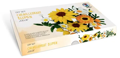 Produktbild von Ursus 27040001 - DIY Set Blumen Gelb aus Chenilledraht, zum Basteln von einem Bl