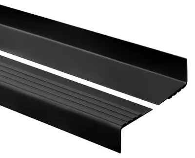 Obrázek produktu pro QUEST Schodová lišta 30x27 mm, 1.5m RM PVC, Protiskluzová schodová hrana, schodový profil, ochrana schodů, černá
