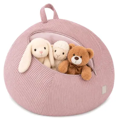 Sitzsackbezug für Kuscheltiere, 85x85x50 cm, Cord, rosa