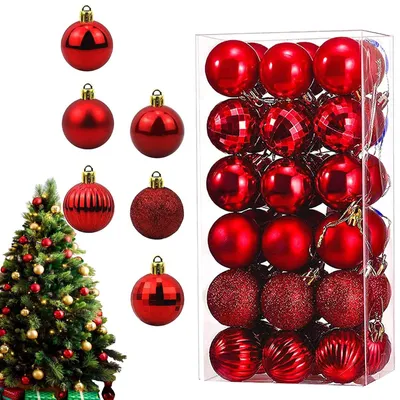 Image de Lot de 36 boules de Noël en plastique, idéales pour la décoration