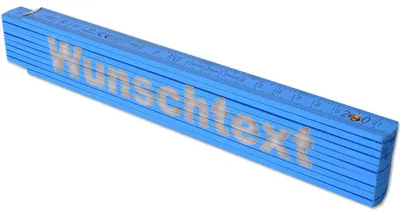Produktbild von TE-Trend 2m Zollstock Gravur Meterstab Metermaß Gliedermaßstab Maßstab Wunschtext Namen Text 20 Zeichen Geschenk Blau
