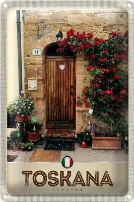 Produktbild von Blechschild Reise 18x12cm Toskana Italien Natur Blumen Tür