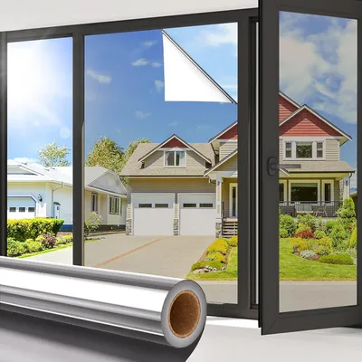 Produktbild von Sonnenschutz-Spiegelfolie mit 99% UV-Schutz - Selbstklebende Fensterfolie für Innen und Außen (40 x 200 cm)