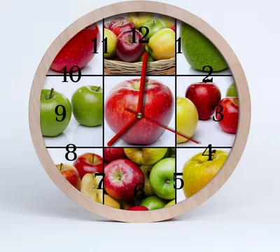 Produktbild von Holzuhr 20fi cm wanduhr - Äpfel Obst