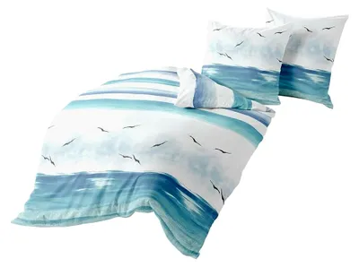 Produktbild von Biber Bettwäsche weich und kuschelig im maritimen Design mit Reißverschluss 135x200 cm + 80x80 cm