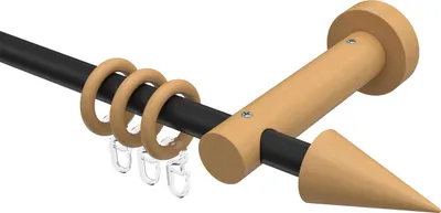 Produktbild von Interdeco Gardinenstange / Vorhangstange Schwarz / Buche lackiert, Typ Adrian Holly (Kegel), 16 mm Ø 1-läufig, 240 cm