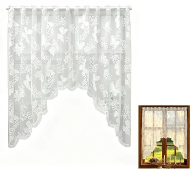 Voile-Gardine mit Schmetterlingsmuster, 150 x 100 cm, weiß