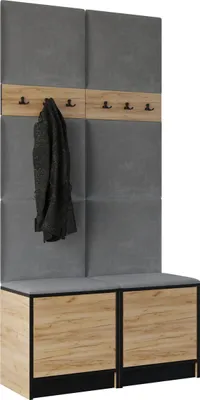 Produktbild von KIER FURNITURE Kleiderschrank EDEN, Schlafzimmer Schrank, Garderobeschrank, Flurschrank Craft Eiche & Grau 106,4x205x39 cm