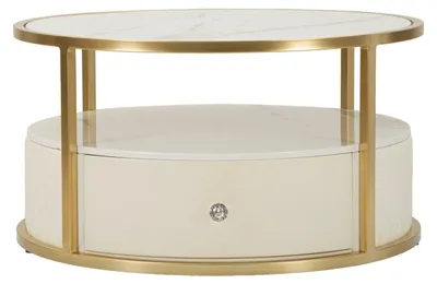 Zdjęcie produktu dla FURNLUX Stolik kawowy Sharon White 75cm / Kolor główny: Biały / Wymiary: 75 x 40 x 75 cm