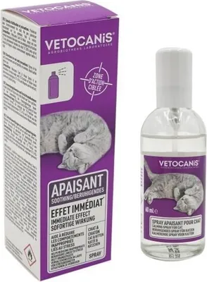 Produktbild von VETOCANIS Beruhigungsspray Anti-Stress für Katzen, Valerian, Melisse, Lavendel, Entspannungsformel für Katzenumgebung