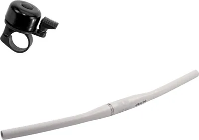 Zdjęcie produktu dla Kierownica rowerowa Zoom Riser Bar 625 mm Kierownica MTB Zacisk Ø 31,8 mm Aluminium białe W zestawie 1 x dzwonek rowerowy