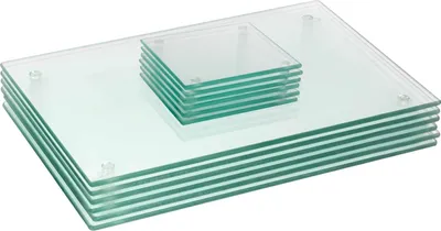 Produktbild von Harbour Housewares 12-teiliges Set aus Glas-Tischsets und quadratischen Untersetzern – 30 x 20 cm – Transparent
