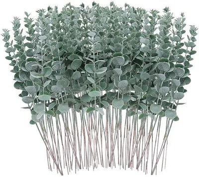 Produktbild von 36 Kunststoffschmuckblumen - eukalyptus-Blätter und -Blüten für Dekoration, Kunstblumen, Kunstpflanzen - Blumenstrauß, Hochzeit, Balkon