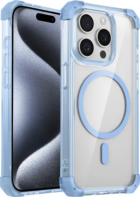 Immagine prodotto di Custodia magnetica per iPhone 13 Pro compatibile con MagSafe, antiurto, protezione militare custodia trasparente blu