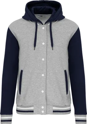 Produktbild von Kariban Uni Sweatjacke Kapuzenjacke Sweat-Jacke Hoodie Jacke, Größe:XL, Farbe:Oxford Grey/Navy/White