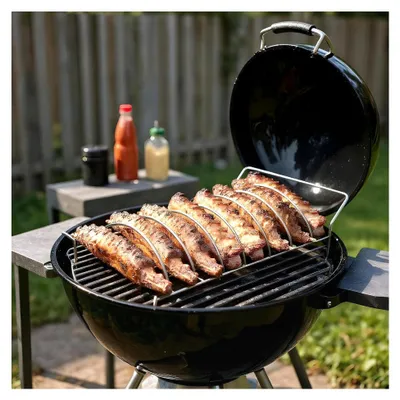 Produktbild von Rippenständer für den Grill | Edelstahl BBQ Spieße | Klappbar und rostfrei
