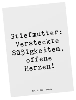 Produktbild von Mr. & Mrs. Panda Postkarte Spruch Stiefmutter Herzen - Weiß - Geschenk, Ansichtskarten, Stiefkind, Postkarten, Familie, Bonusmutter, Grußkarte, Humor, Verwandte, Freude