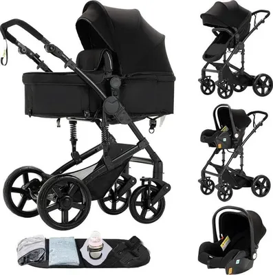 Produktbild von Babywagen, Hochlandschaftsdesign, 3-in-1-Funktionalität, Schwarz