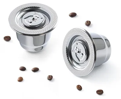 Wiederverwendbare Edelstahl-Kaffeekapseln für Nespresso, 2 Stück