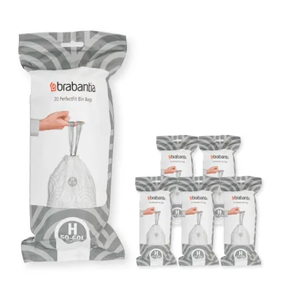 Produktbild von BRABANTIA 6 Rollen mit 20 PerfectFit Code H Müllbeuteln 50-60L - Weiß