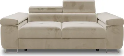 Image de Best Mobilier Pablo - canapé droit 2 places avec têtières ajustables - en velours , Beige