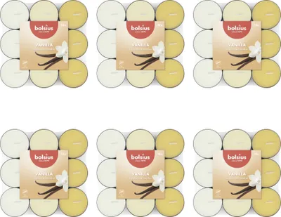 Image de Bolsius - Bougie à réchaud parfumée - 18 pièces par paquet - Vanille - Pack avantage - 108 pièces - 6 Emballage