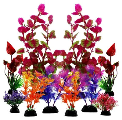 Produktbild von Aquarium-Dekorationen, 10 Stück, bunte Kunststoffpflanzen für Aquarien