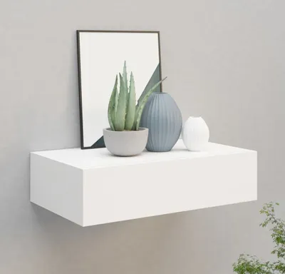 Obrázek produktu pro Maison Exclusive – nástěnná police se zásuvkou, bílá, 40 × 23,5 × 10 cm, MDF