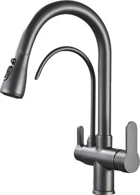 Produktbild von Küchenarmatur, Dual-Handle, 360-Grad-Schwenkauslauf, Waffen grau A
