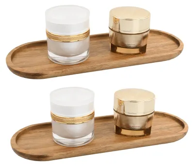 2 ovale Bambus-Tabletts, 29x10,5 cm, natürliche Farbe
