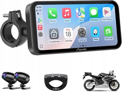 Zdjęcie produktu dla Carpuride W603D 6,3'' motocyklowy ekran GPS Carplay bezprzewodowy kamera