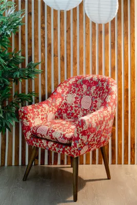Image de Excelsa La Via Della Seta fauteuil en polyester et bois 70x65x83 cm multicolore