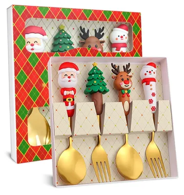 Weihnachtsbesteck-Set, 6-teilig, Edelstahl, mit Geschenkverpackung
